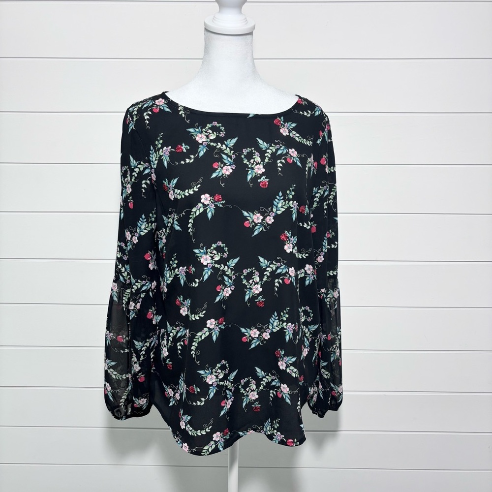 Lauren Conrad Disney Snow White Apple Black Sequins‎  blouse top Size M